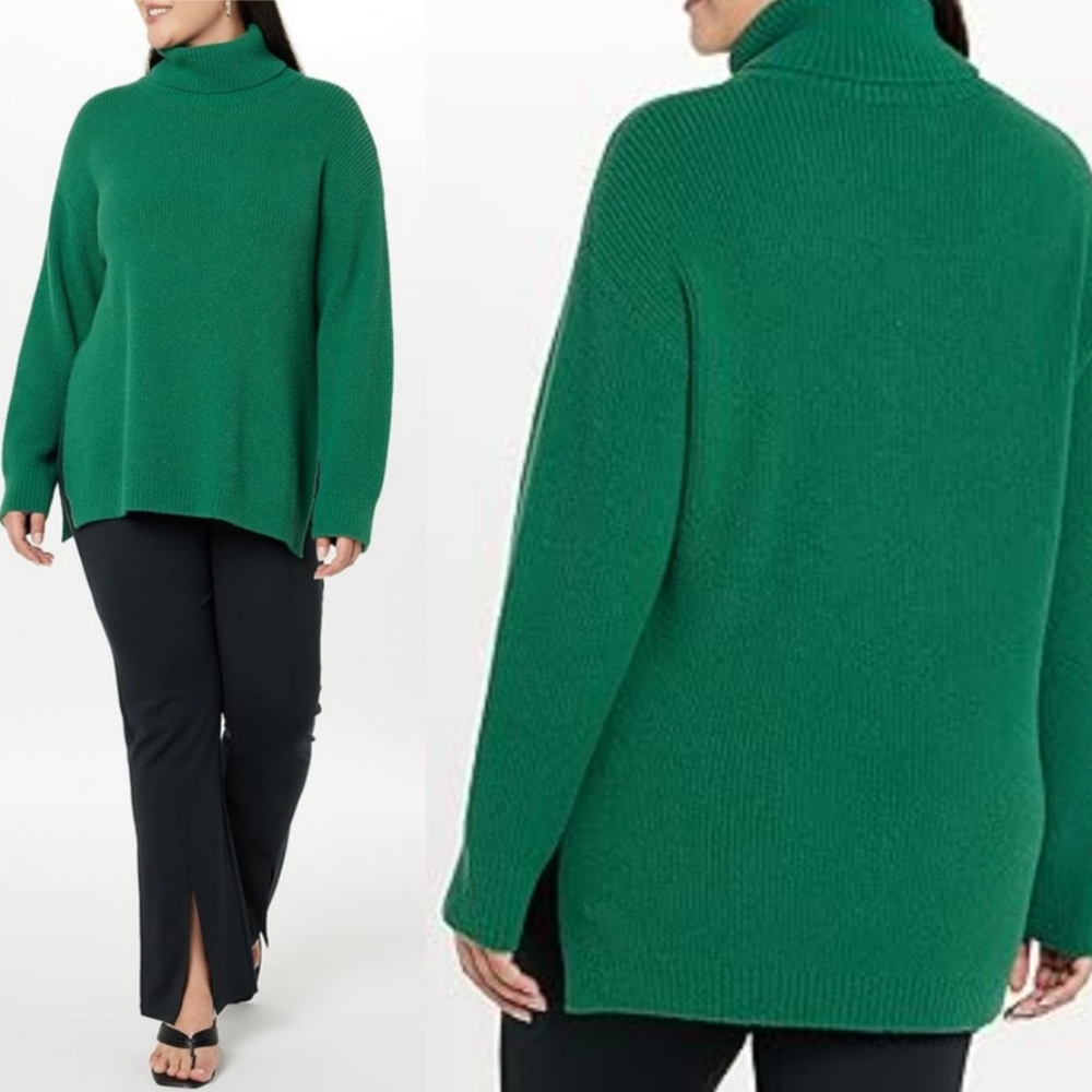 NEW The Drop Grayson Super Soft Drop Shoulder Turtle Neck Sweater In Green Sz 3X